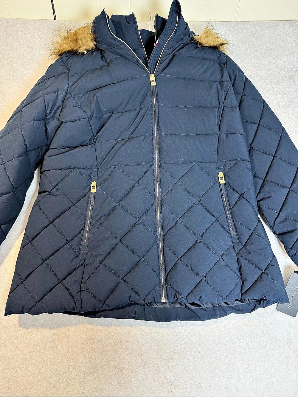 Tommy Hilfiger Hooded Puffer Coat Quilted Blue XXL